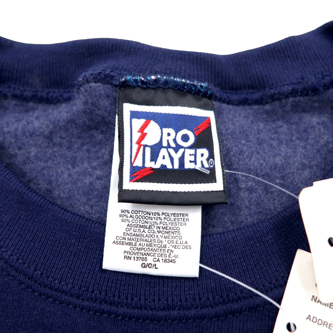 90s NFL PRO PLAYER Football Print Sweatshirt L Navy Cotton Fleece Lining DALLAS COWBOYS Made in Mexico Unused
