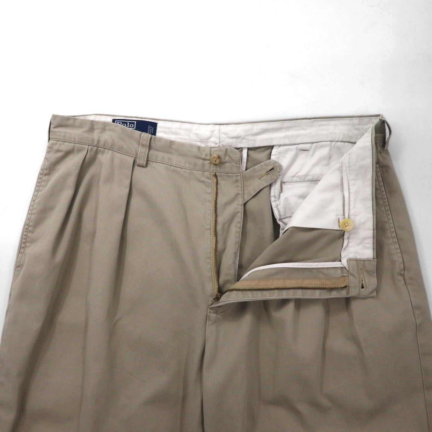 Polo by Ralph Lauren 90年代 ポロチノ ANDREW PANT 2タック ワイド チノパンツ L ベージュ