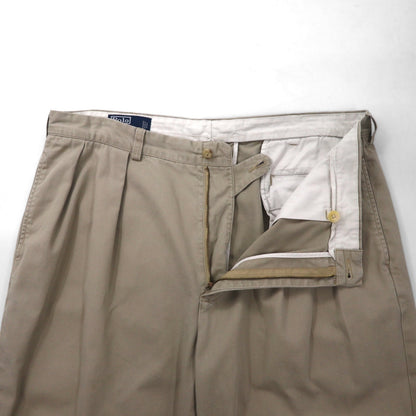 Polo by Ralph Lauren 90年代 ポロチノ ANDREW PANT 2タック ワイド チノパンツ L ベージュ