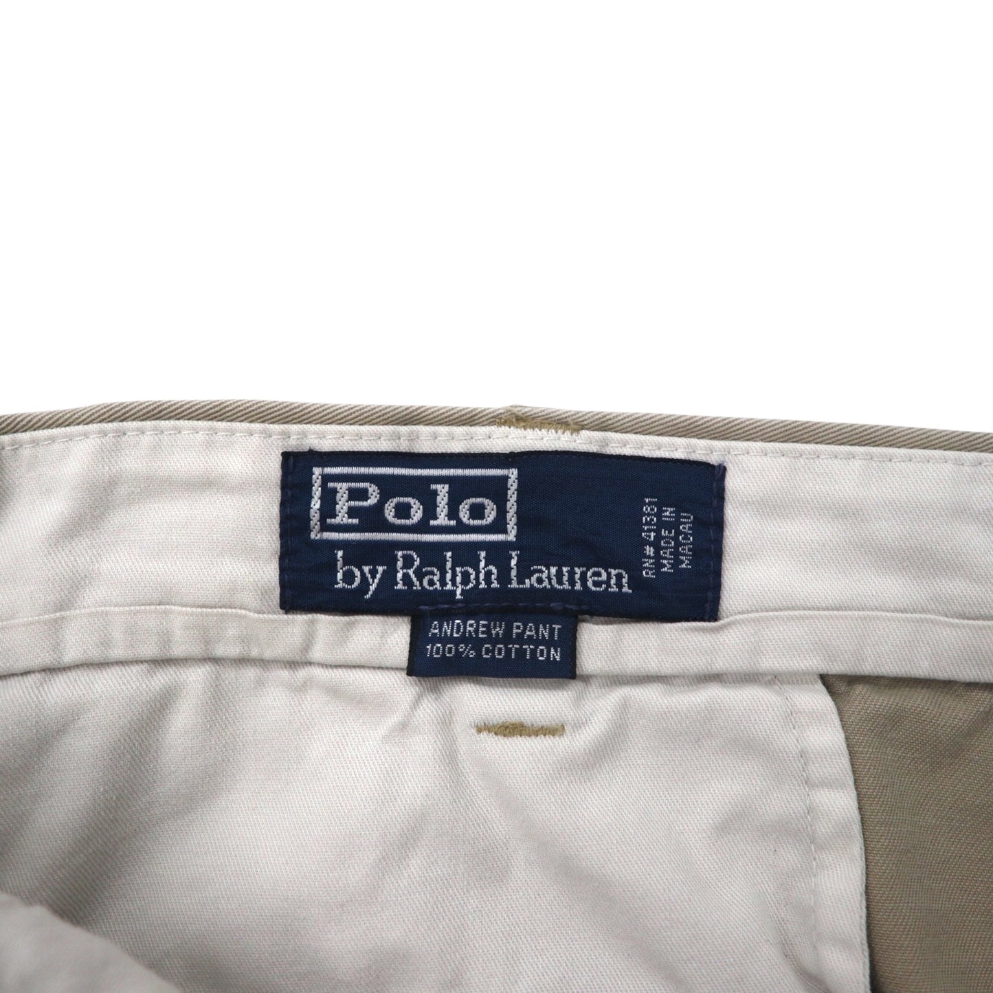 Polo by Ralph Lauren 90年代 ポロチノ ANDREW PANT 2タック ワイド チノパンツ L ベージュ