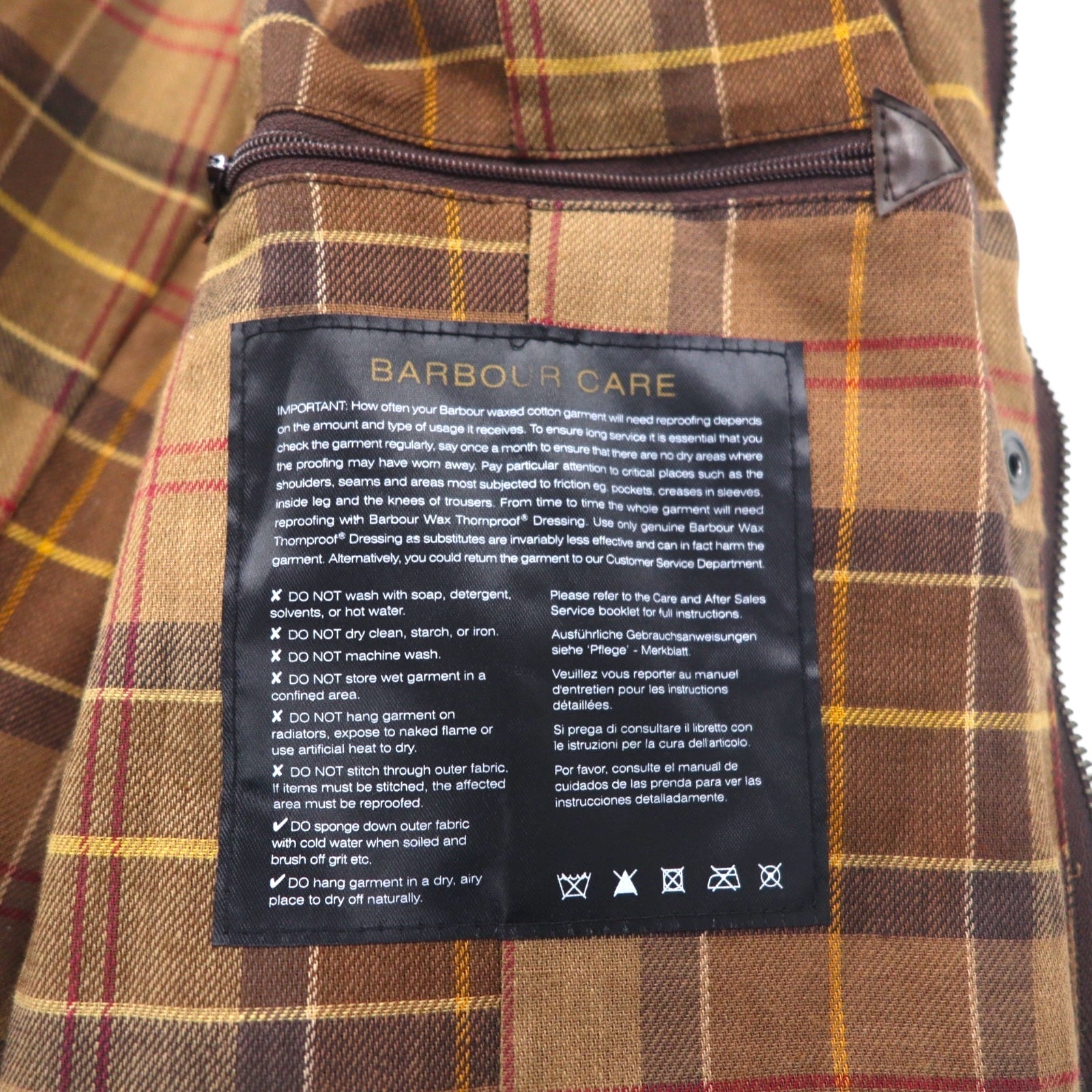 Barbour Utility Mac Oiled Jacket, Made in England, Size XL, Brown, Corduroy Collar, Belted, L1502