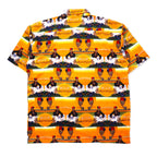 90年代 SKOOPS WORLDWIDE 総柄 グラフィック シャツ アロハシャツ XXL イエロー ポリエステル ビッグサイズ