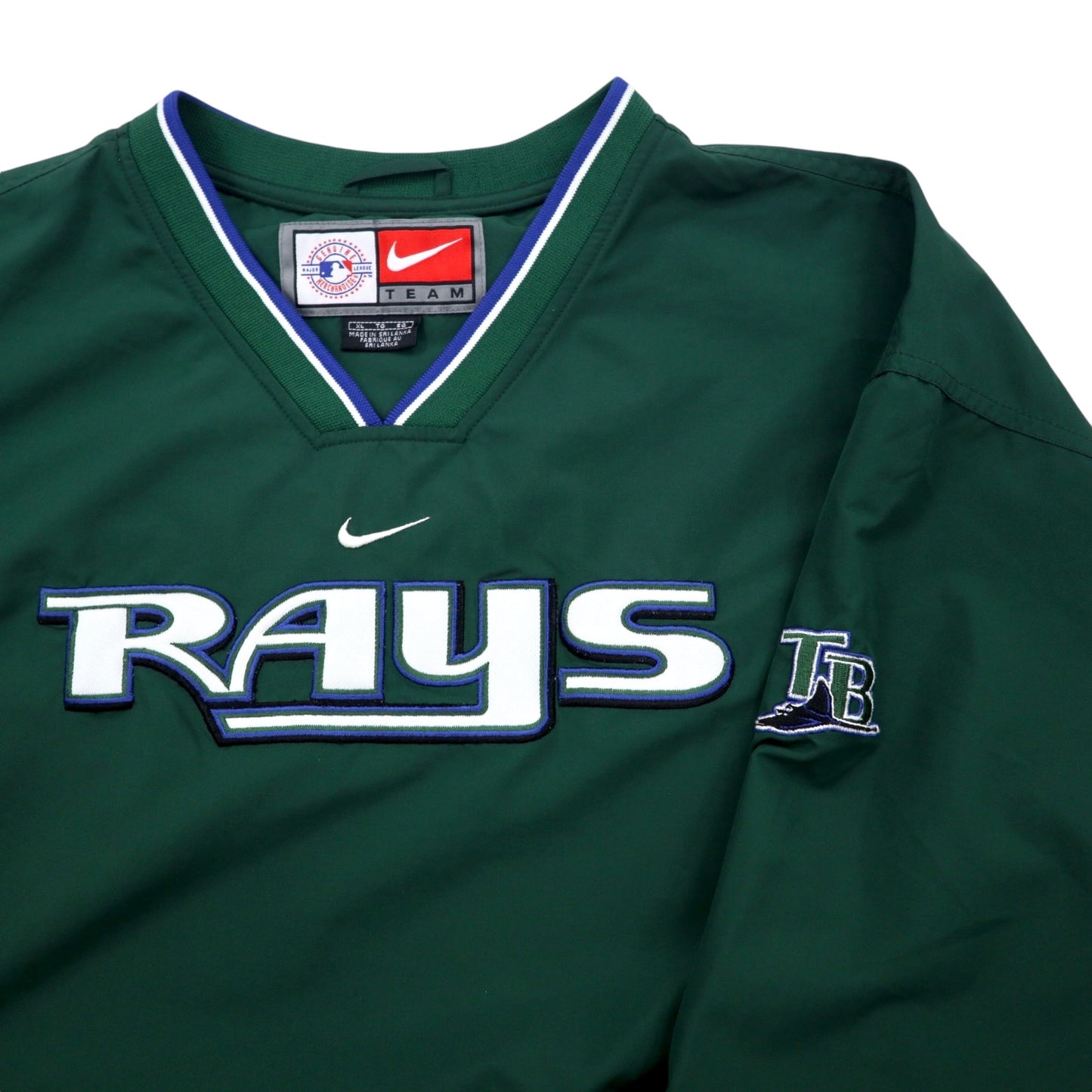 NIKE 90年代 ピステ プルオーバー スポーツジャケット XL グリーン ポリエステル MLB RAYS センタースウォッシュロゴ 刺繍 TEAMタグ スリランカ製