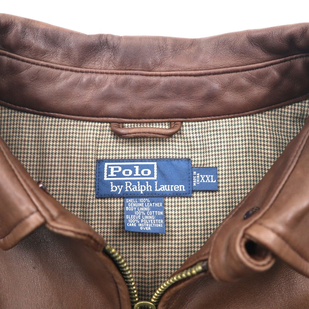 Polo Ralph Lauren 90s Leather Jacket, Swing Top, Size 2XL, Small Pony Embroidery, Zip-Up Harrington