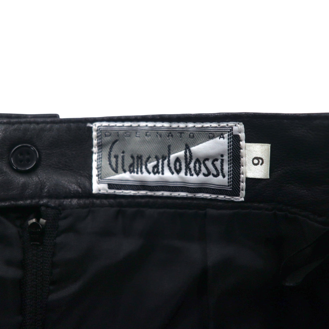 Vintage 90s Leather Skirt Giancarlo Rossi シープレザー スカート M ブラック 羊革