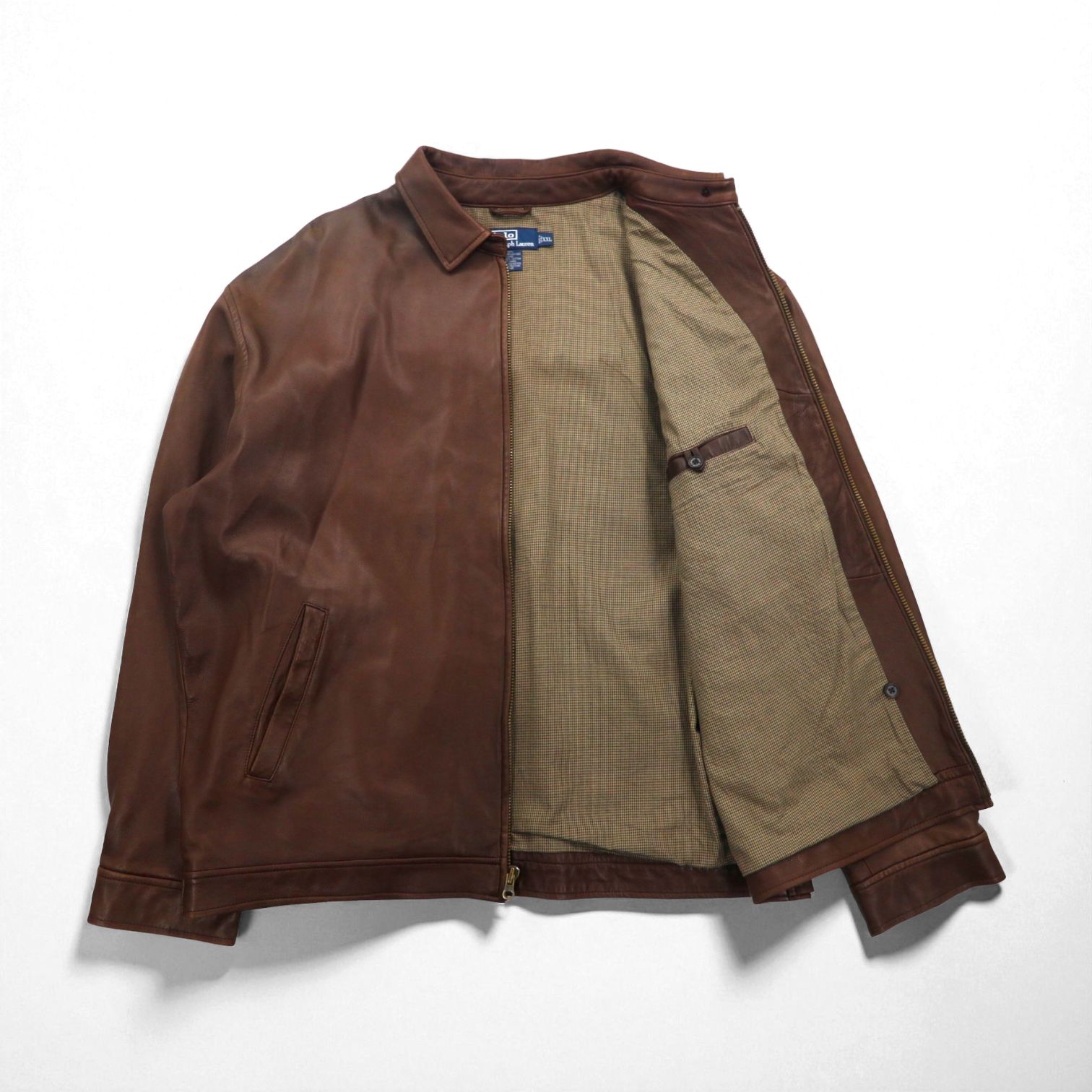 Polo Ralph Lauren 90s Leather Jacket, Swing Top, Size 2XL, Small Pony Embroidery, Zip-Up Harrington