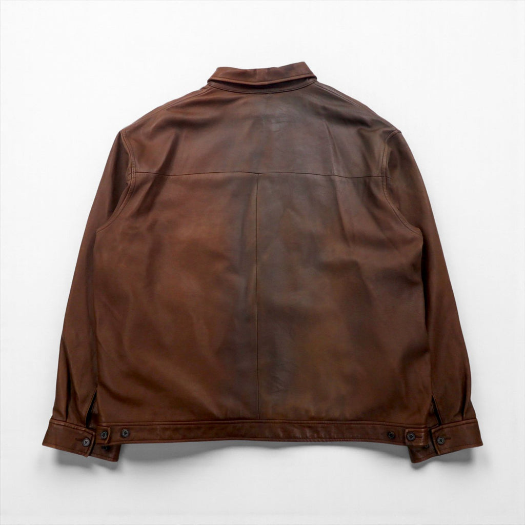 Polo Ralph Lauren 90s Leather Jacket, Swing Top, Size 2XL, Small Pony Embroidery, Zip-Up Harrington