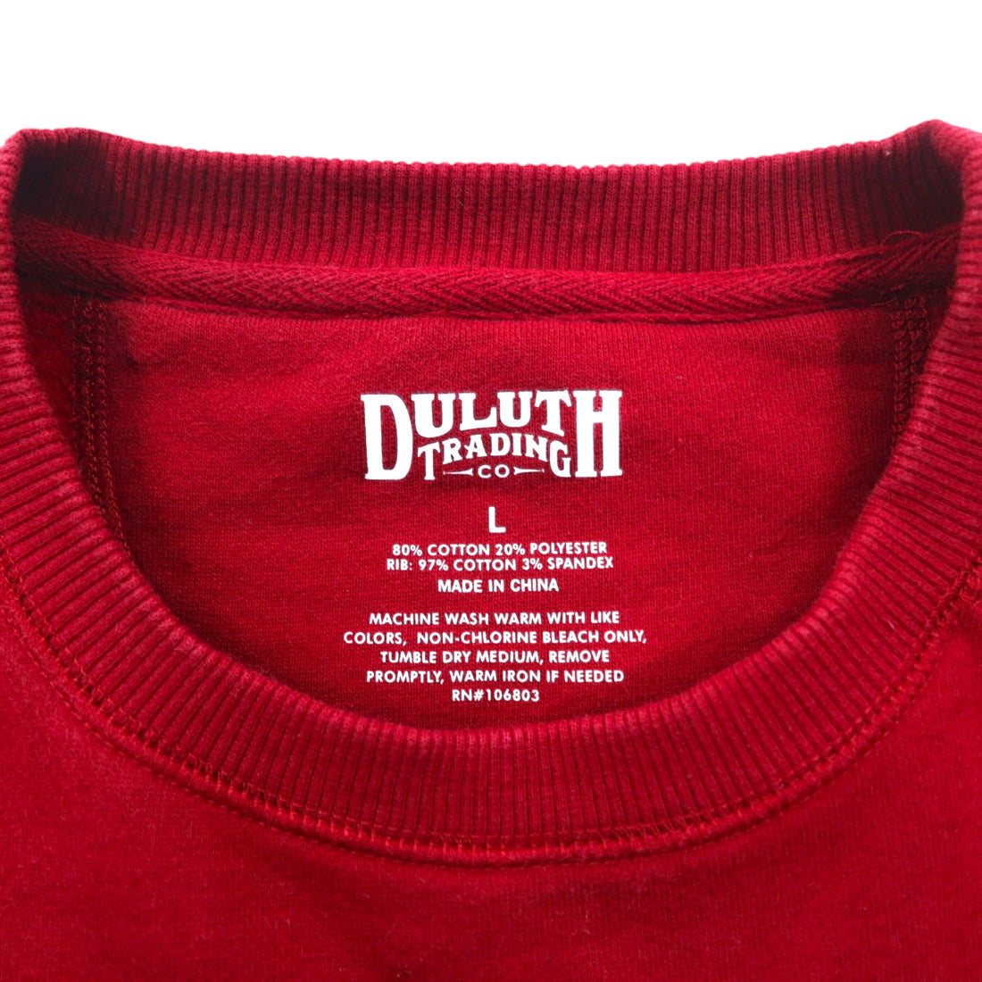 DULUTH TRADING CO. Reverse Weave Sweatshirt L Red Heavyweight Fleece Lining Side Pockets
