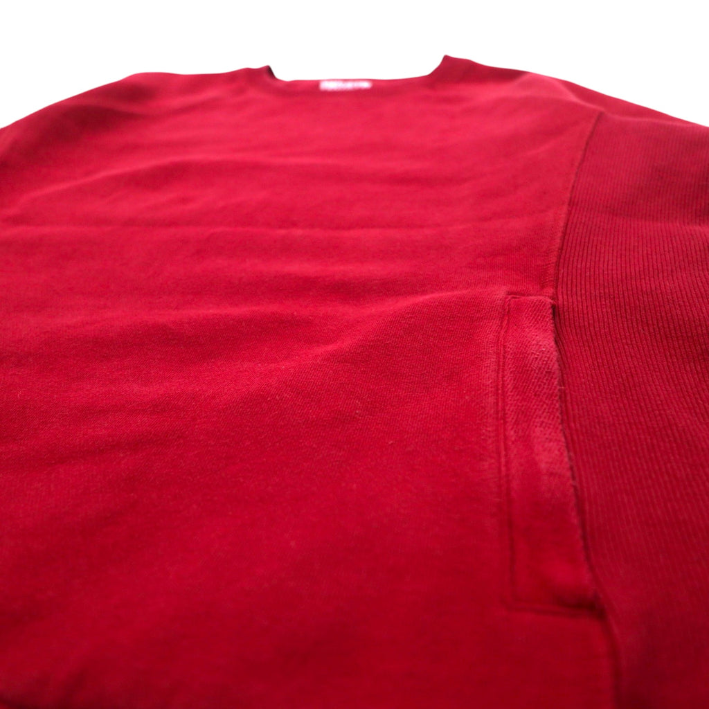 DULUTH TRADING CO. Reverse Weave Sweatshirt L Red Heavyweight Fleece Lining Side Pockets