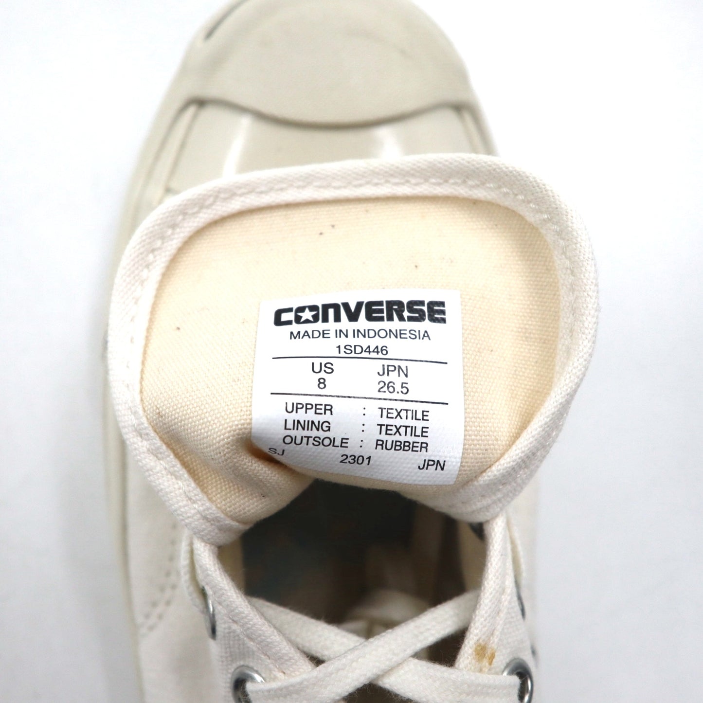 CONVERSE ジャックパーセル JACK PURCELL スニーカー 26.5cm ホワイト キャンバス U.S.ORIGINATOR 1SD446