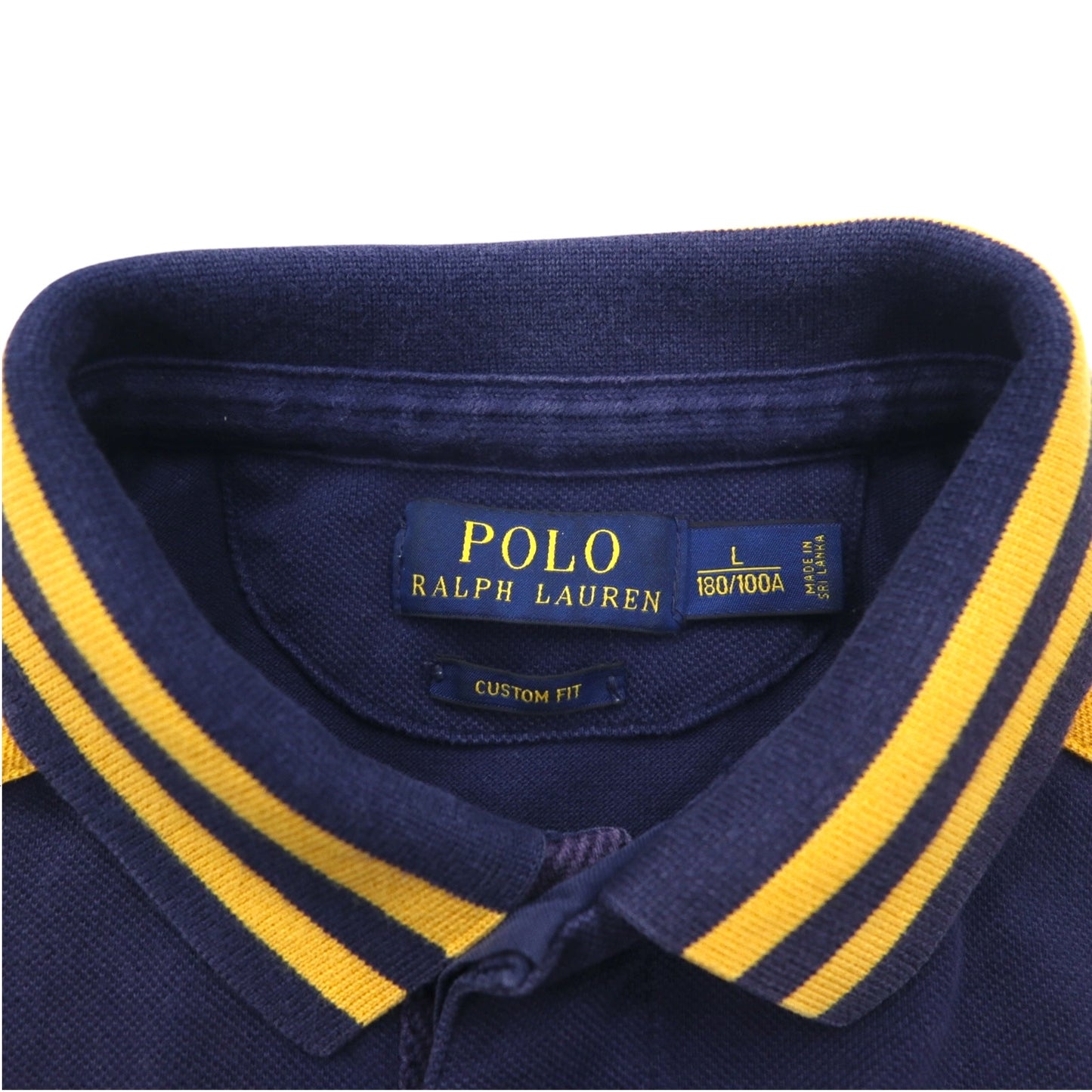 POLO RALPH LAUREN ポロシャツ L ネイビー コットン 鹿の子 ワッペン ナンバリング