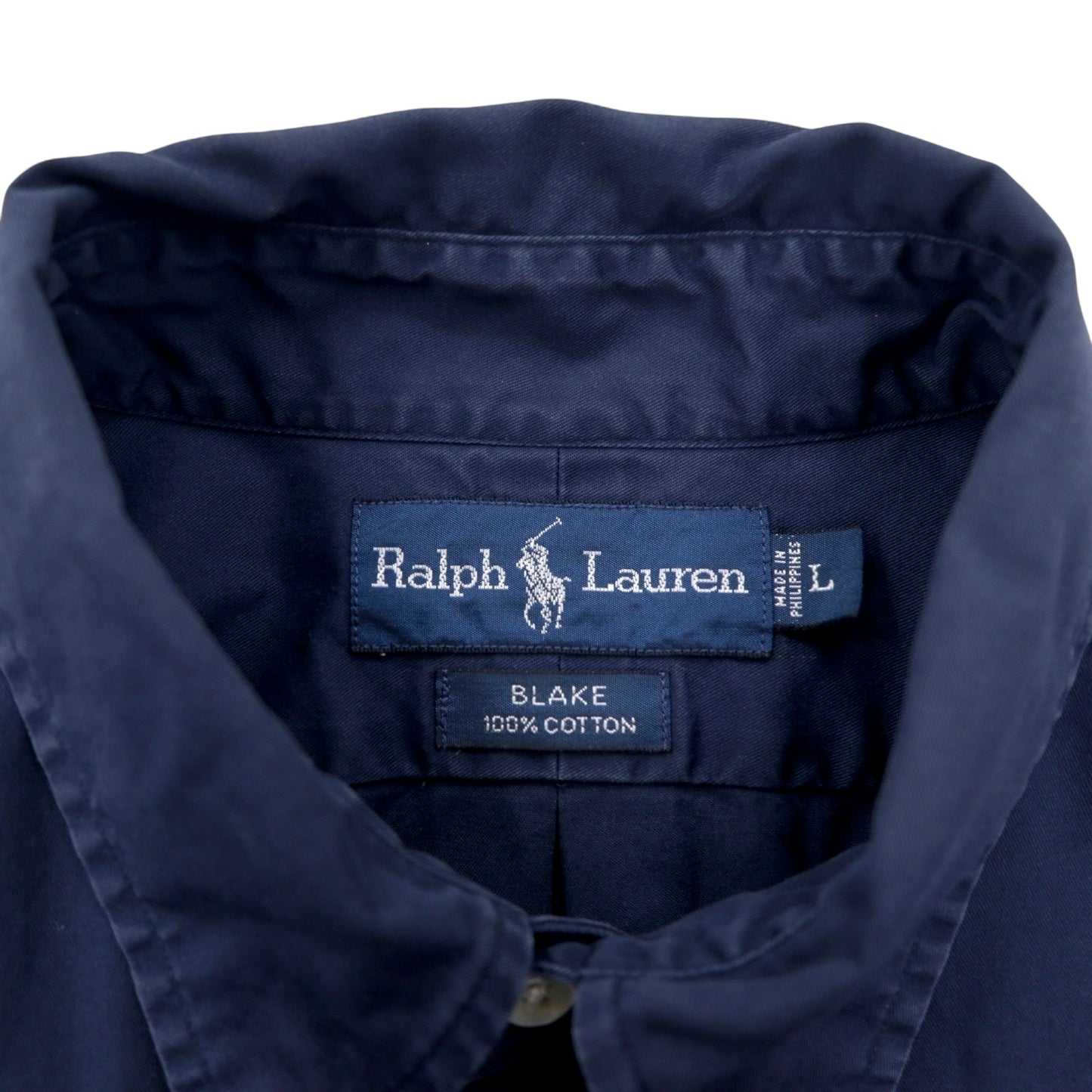 Ralph Lauren 90年代 ボタンダウンシャツ L ネイビー コットン BLAKE スモールポニー 刺繍