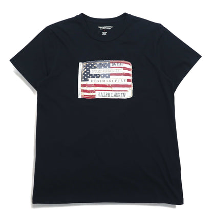 DENIM & SUPPLY RALPH LAUREN 星条旗 ロゴ Tシャツ L ブラック コットン