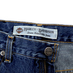 HARLEY DAVIDSON denim pants size 30 blue cotton zipper fly leather patch made in Mexico