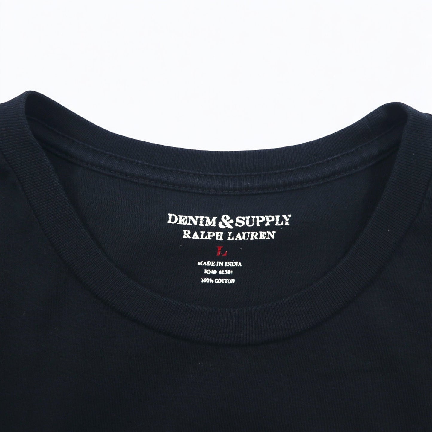 DENIM & SUPPLY RALPH LAUREN 星条旗 ロゴ Tシャツ L ブラック コットン