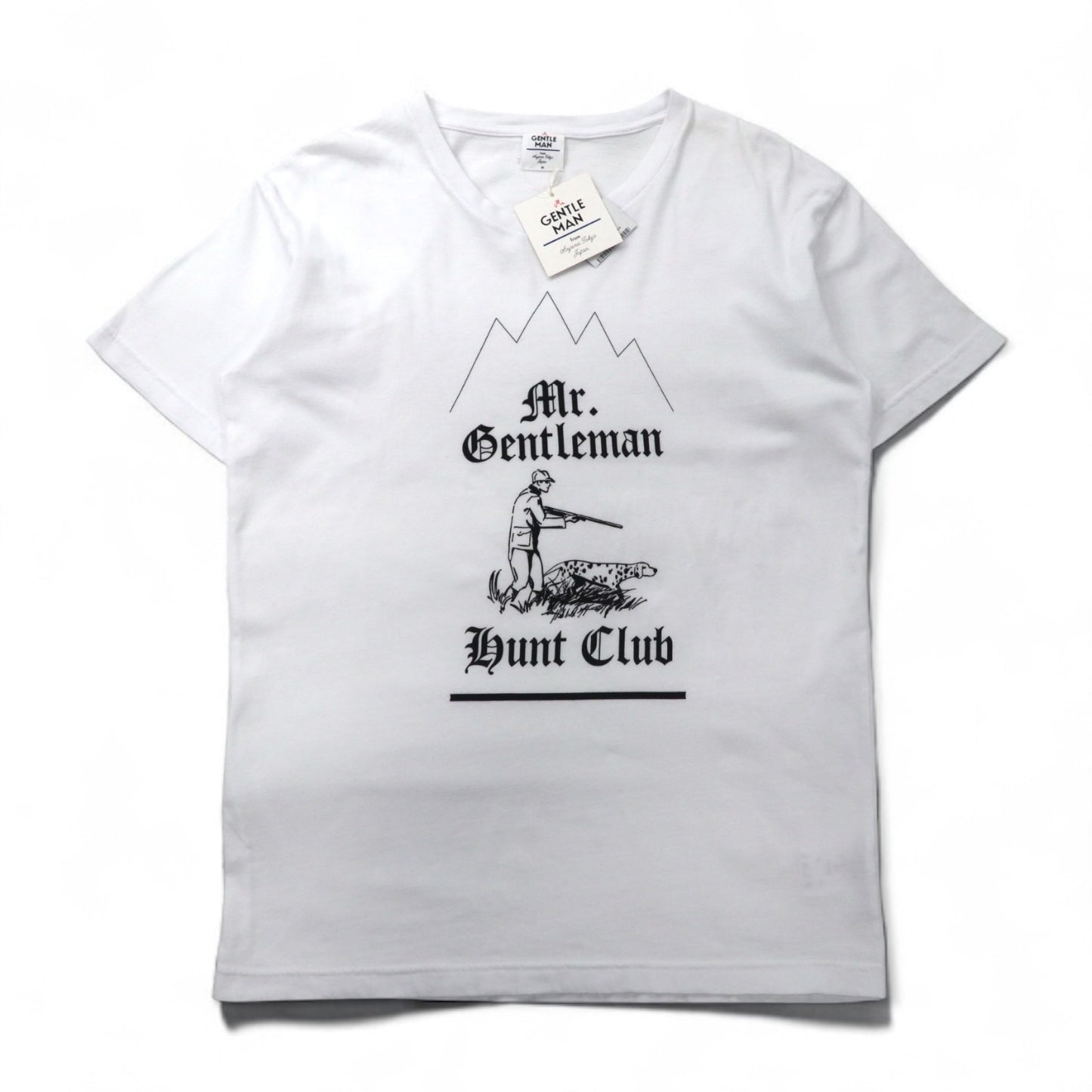 Mr. GENTLEMAN T-shirt, size M, white cotton, HUNTING MOUNTAIN TEE, unused
