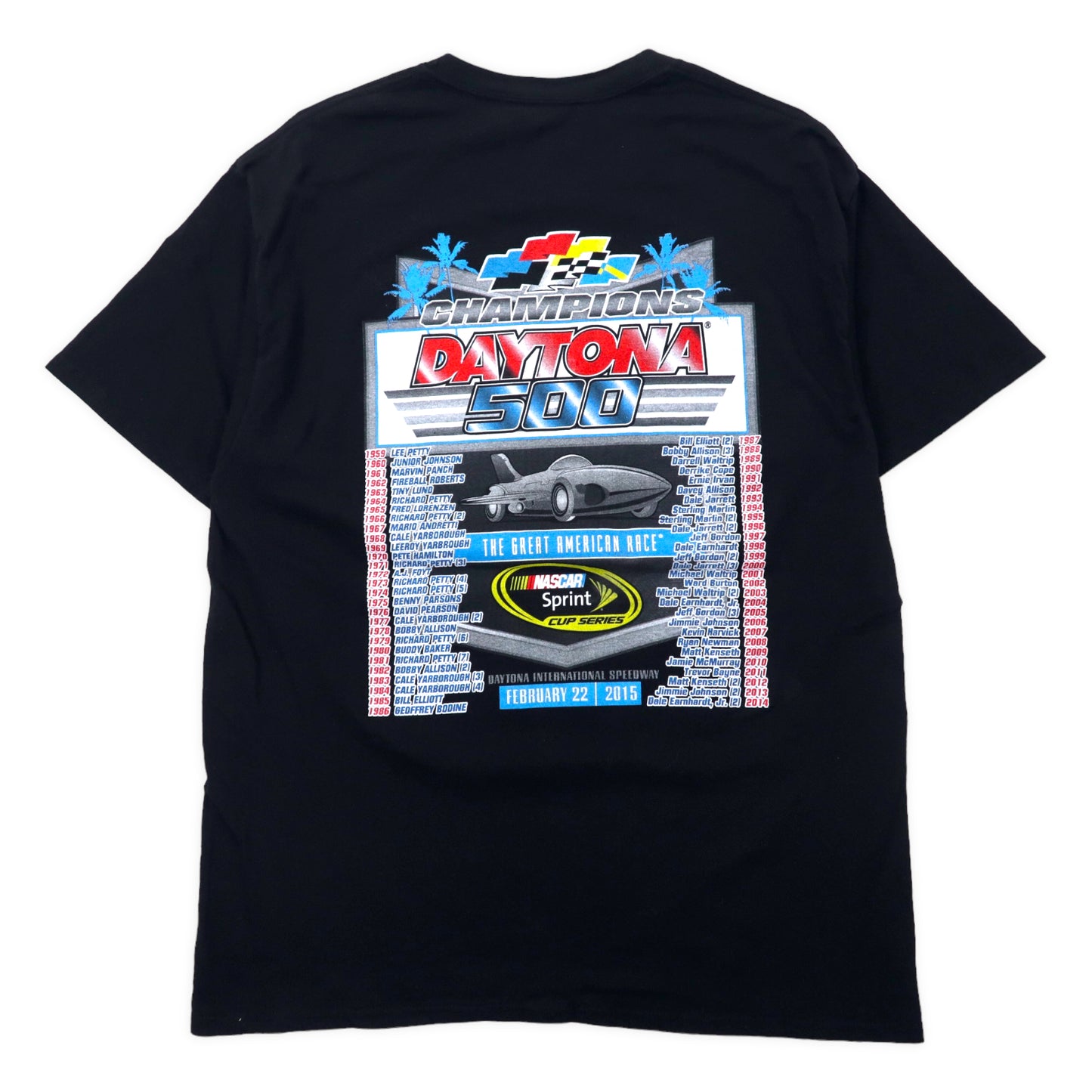 Hanes racing car double-sided print T-shirt l black cotton DAYTONA