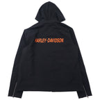 HARLEY DAVIDSON レーシングジャケット ライダースジャケット XL ブラック ポリエステル バックロゴプリント フード着脱式 JACKET-STRIPE BLACK 97439-21VW 未使用品