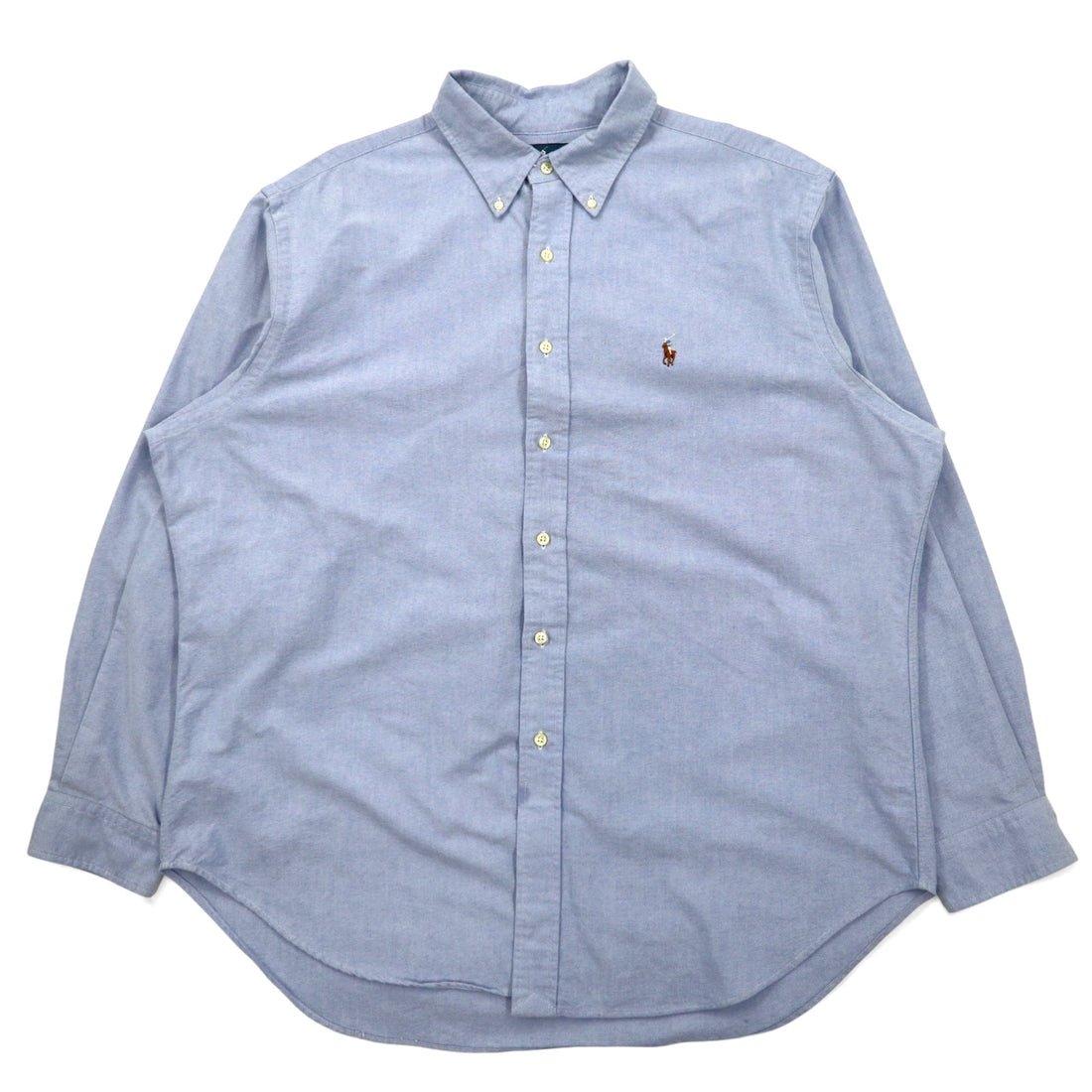日本然リトテ-古着オンライン-Ralph Lauren 90年代 オックスフォード ボタンダウンシャツ XL ブルー コットン CLASSIC FIT スモールポニー 刺繍-Ralph Lauren 90's Oxford button-down Shirts XL Blue Cotton CLASSIC FIT Small Pony Embroidery