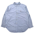 日本然リトテ-古着オンライン-Ralph Lauren 90年代 オックスフォード ボタンダウンシャツ XL ブルー コットン CLASSIC FIT スモールポニー 刺繍-Ralph Lauren 90's Oxford button-down Shirts XL Blue Cotton CLASSIC FIT Small Pony Embroidery