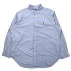 日本然リトテ-古着オンライン-Ralph Lauren 90年代 オックスフォード ボタンダウンシャツ XL ブルー コットン CLASSIC FIT スモールポニー 刺繍-Ralph Lauren 90's Oxford button-down Shirts XL Blue Cotton CLASSIC FIT Small Pony Embroidery