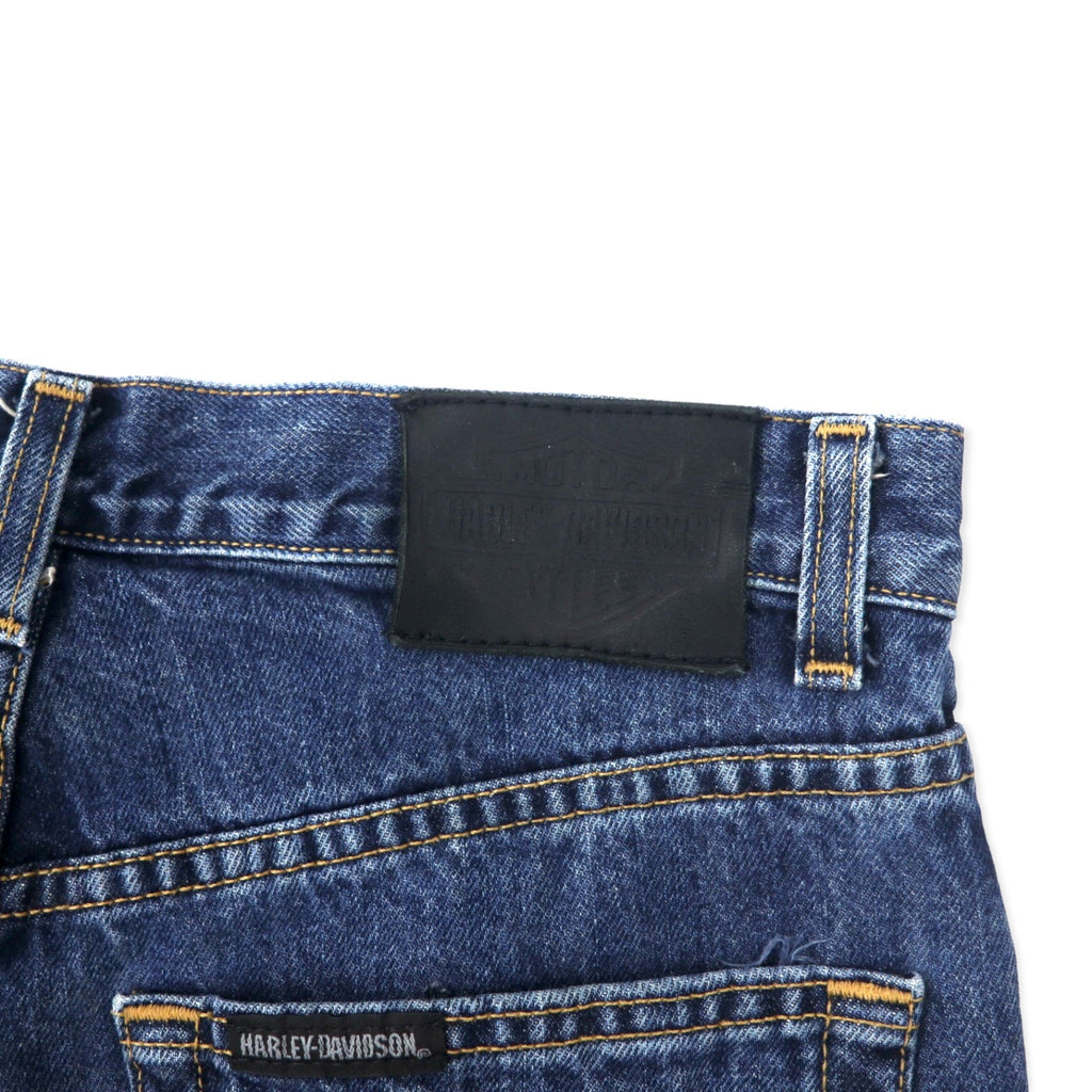 HARLEY DAVIDSON denim pants size 30 blue cotton zipper fly leather patch made in Mexico