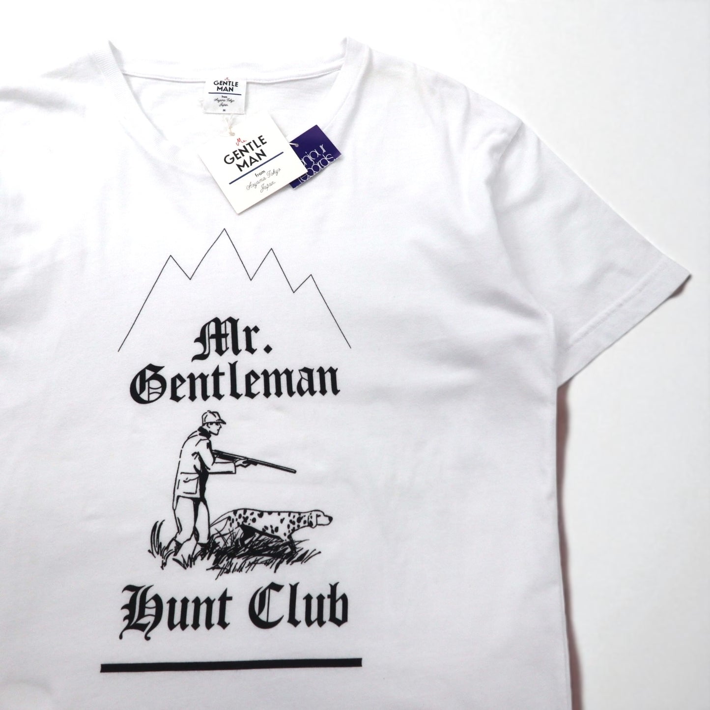 Mr. GENTLEMAN T-shirt, size M, white cotton, HUNTING MOUNTAIN TEE, unused