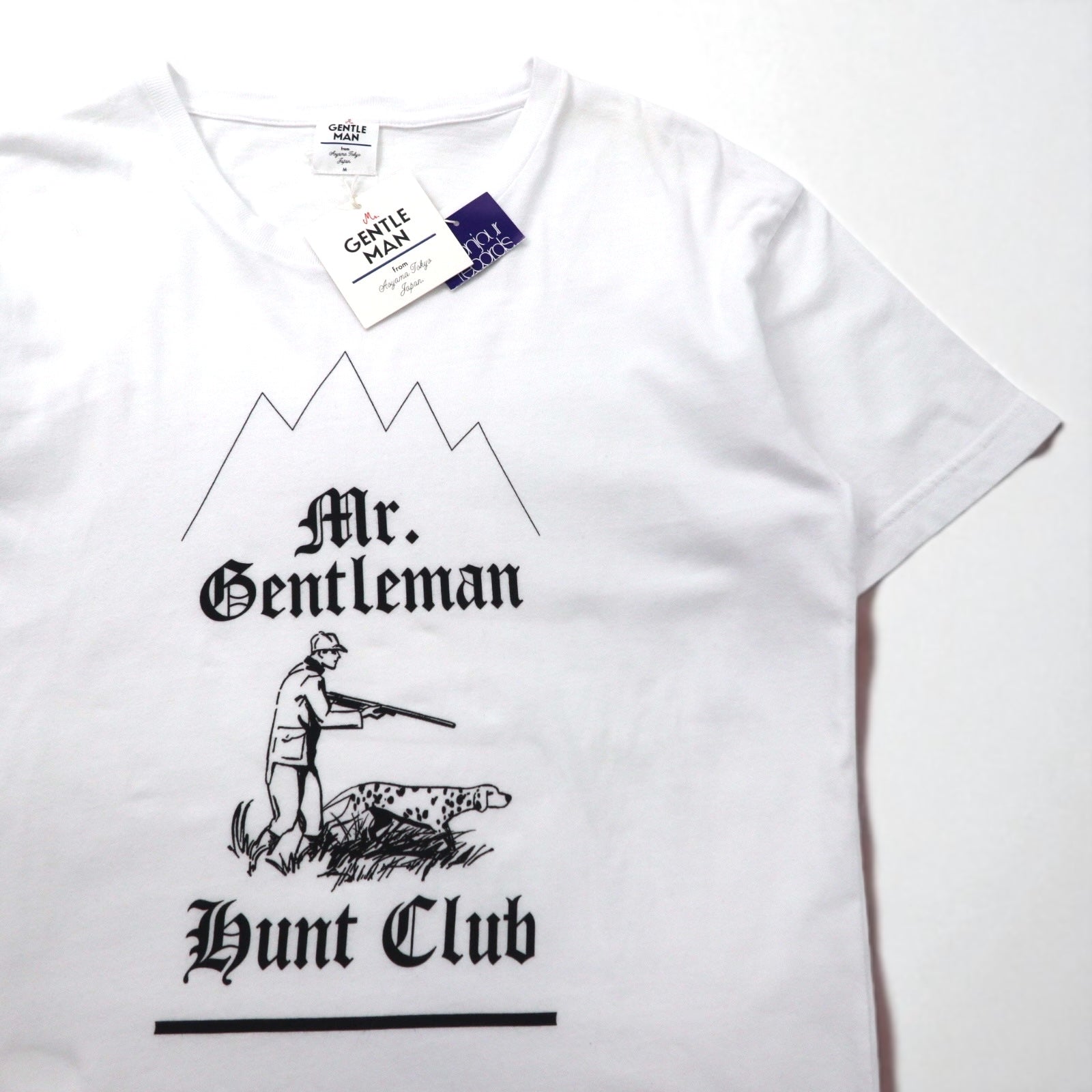 Mr. GENTLEMAN T-shirt, size M, white cotton, HUNTING MOUNTAIN TEE, unused