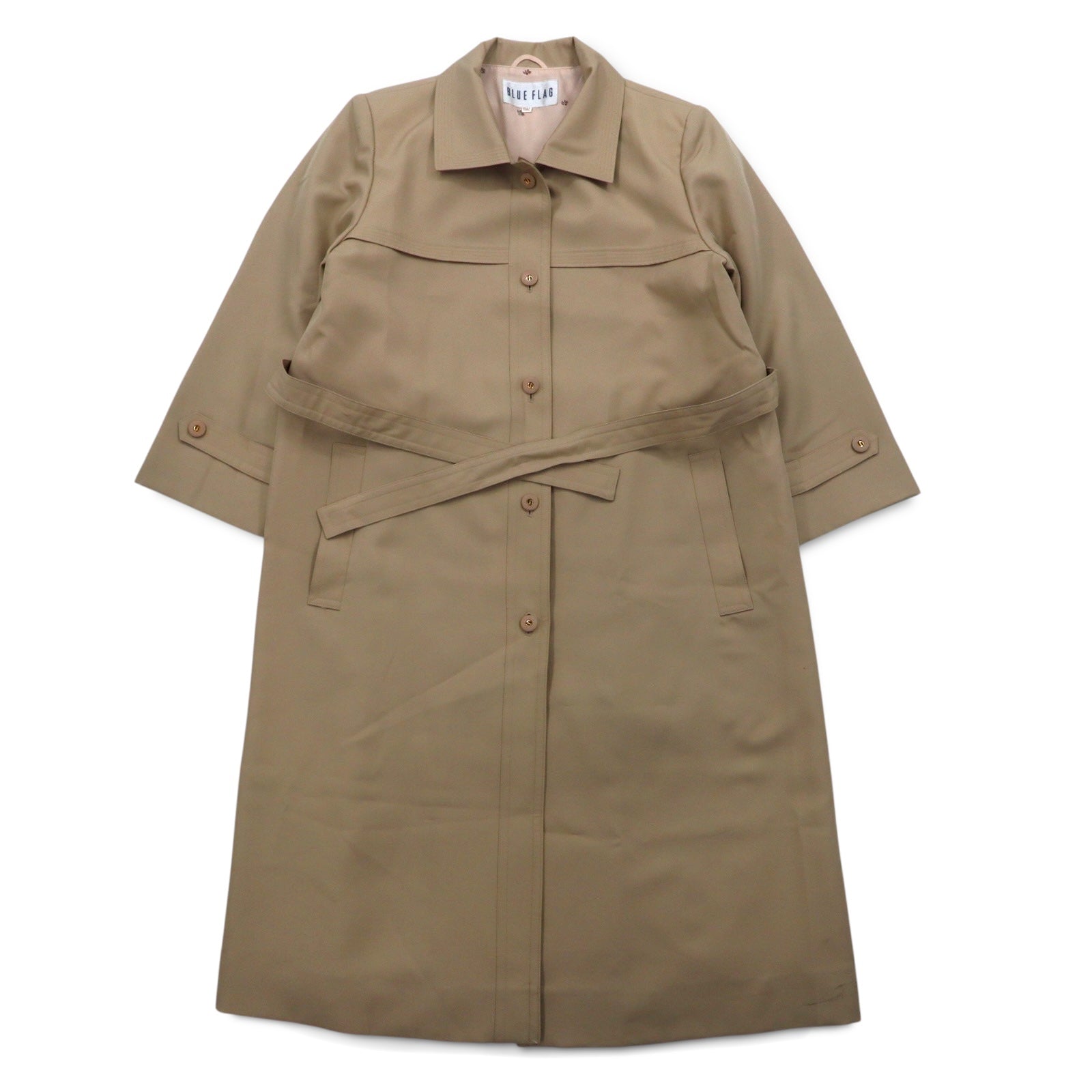 BLUE FLAG (SANYO) Stand collar trench coat L Beige Polyester Belted Made in Japan