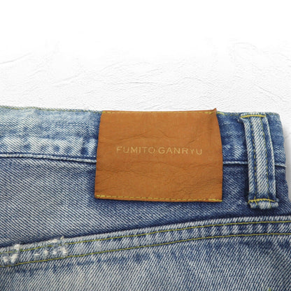 FUMITO GANRYU サルエル セルビッジ デニムパンツ M ダメージ クラッシュ加工 インディゴ ブルー  5-Pocket Sarrouel Pants 日本製