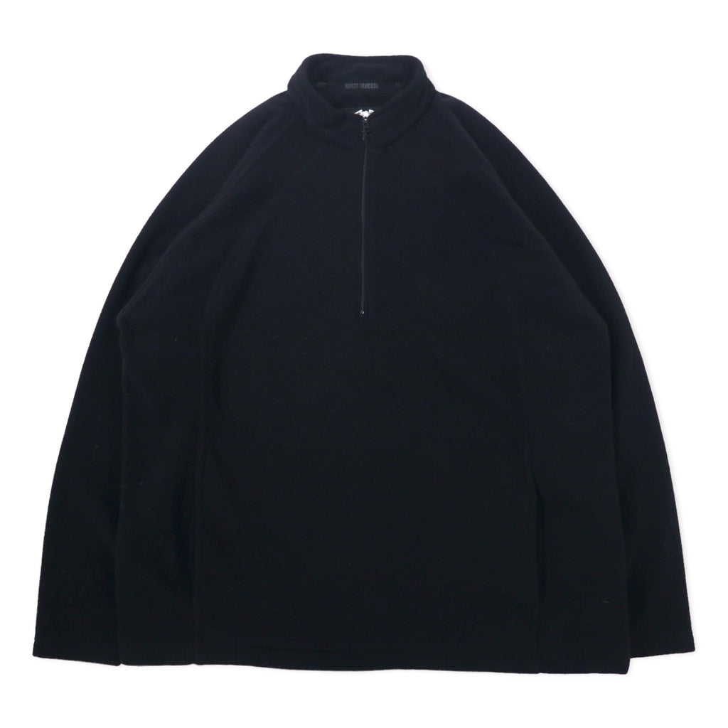 日本然リトテ-古着オンライン-HARLEY DAVIDSON ハーフジップ フリースジャケット L ブラック ポリエステル バックロゴ-HARLEY DAVIDSON half zip fleece jacket L black polyester back logo