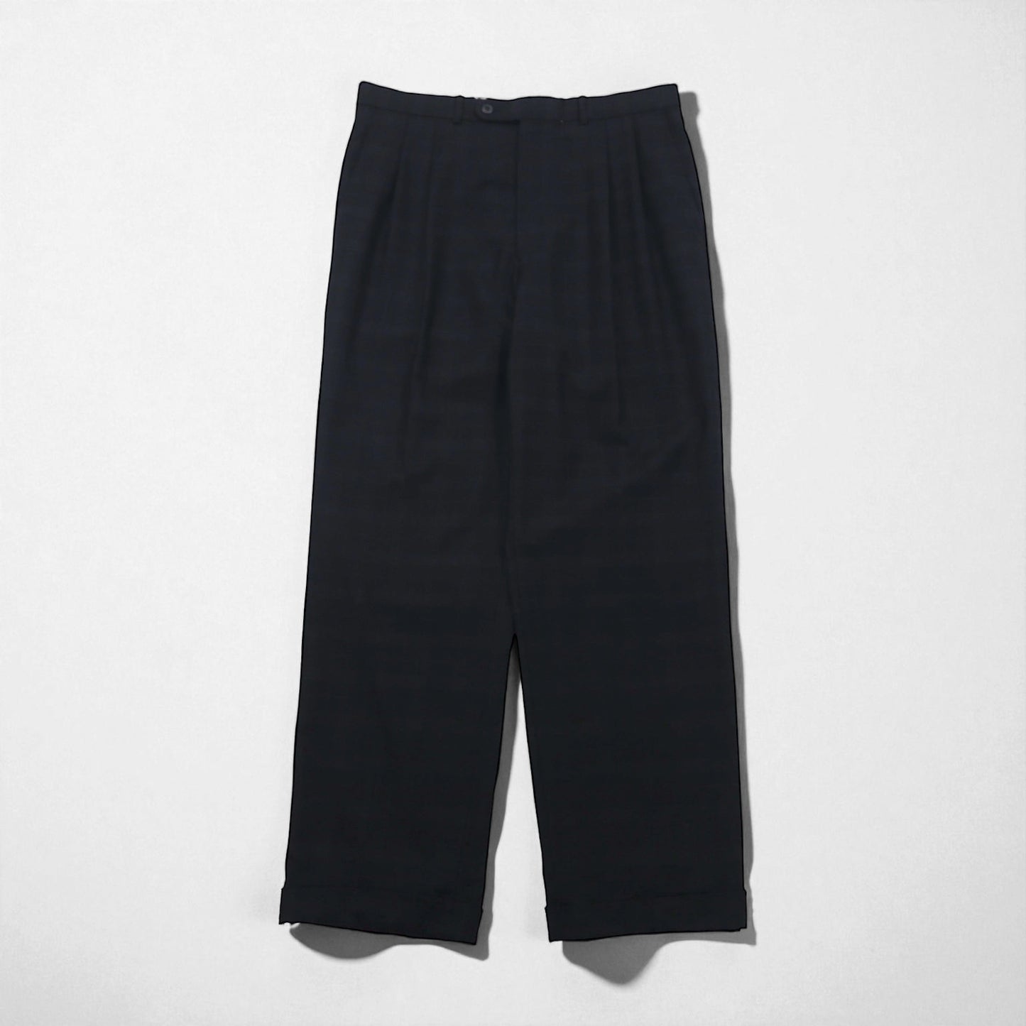 Vintage Pleats Wide Slacks 2タック ワイド スラックス パンツ L チェック カシミヤ混 プリーツ H.STOCKTONATLANTA カナダ製