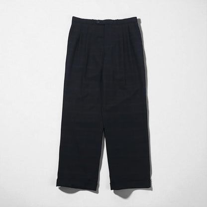 Vintage Pleats Wide Slacks 2タック ワイド スラックス パンツ L チェック カシミヤ混 プリーツ H.STOCKTONATLANTA カナダ製
