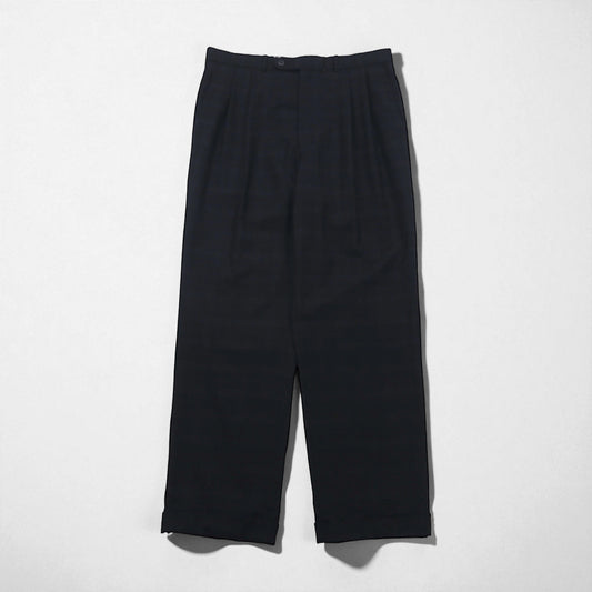Vintage Pleats Wide Slacks 2タック ワイド スラックス パンツ L チェック カシミヤ混 プリーツ H.STOCKTONATLANTA カナダ製