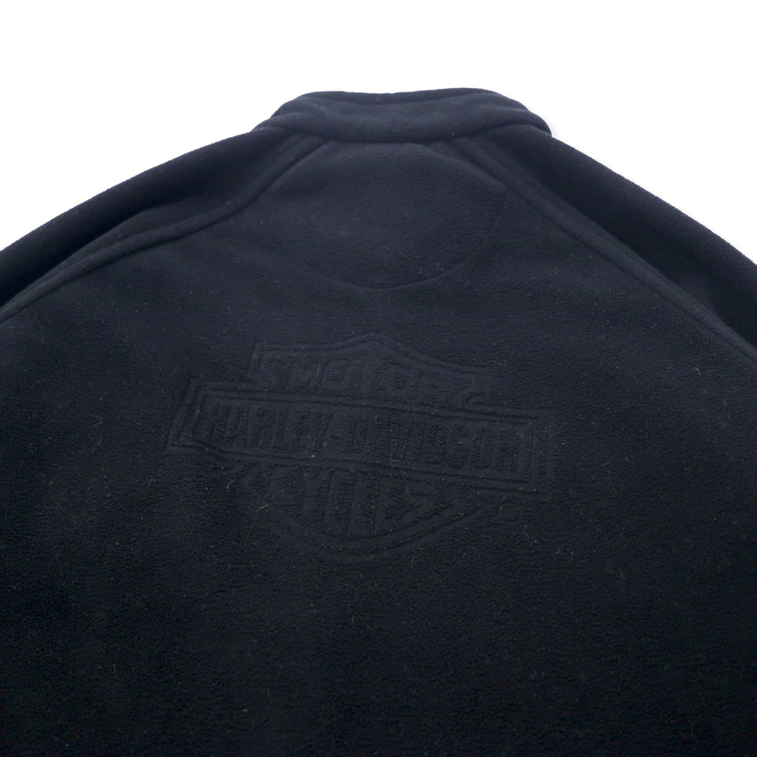 HARLEY DAVIDSON Half-Zip Fleece Jacket L Black Polyester Back Logo
