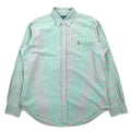 日本然リトテ-古着オンライン-Ralph Lauren 90年代 オックスフォード ボタンダウンシャツ L グリーン コットン ストライプ CLASSIC FIT スモールポニー 刺繍-Ralph Lauren 90's Oxford button-down Shirts L Green Cotton Striped CLASSIC FIT Small Pony Embroidery