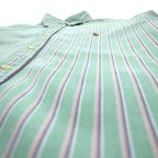 Ralph Lauren 90s Oxford Button-Down Shirt, L, Green, Cotton, Striped, Classic Fit, Small Pony Embroidery