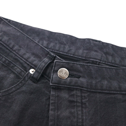 Vivienne Westwood MAN Denim Sarouel Pants, Size M, Black Jeans, Striped Cotton