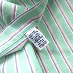 Ralph Lauren 90s Oxford Button-Down Shirt, L, Green, Cotton, Striped, Classic Fit, Small Pony Embroidery