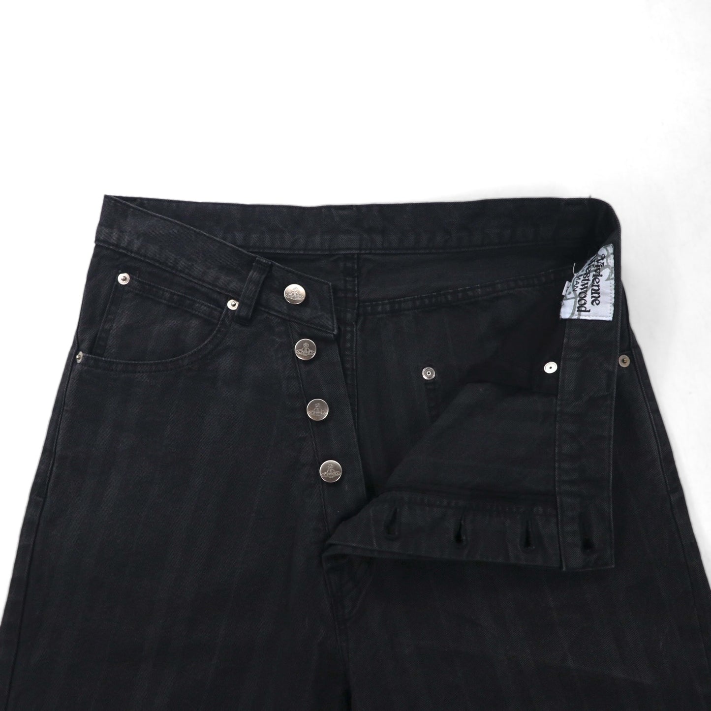 Vivienne Westwood MAN Denim Sarouel Pants, Size M, Black Jeans, Striped Cotton