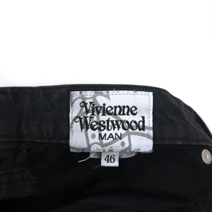 Vivienne Westwood MAN Denim Sarouel Pants, Size M, Black Jeans, Striped Cotton