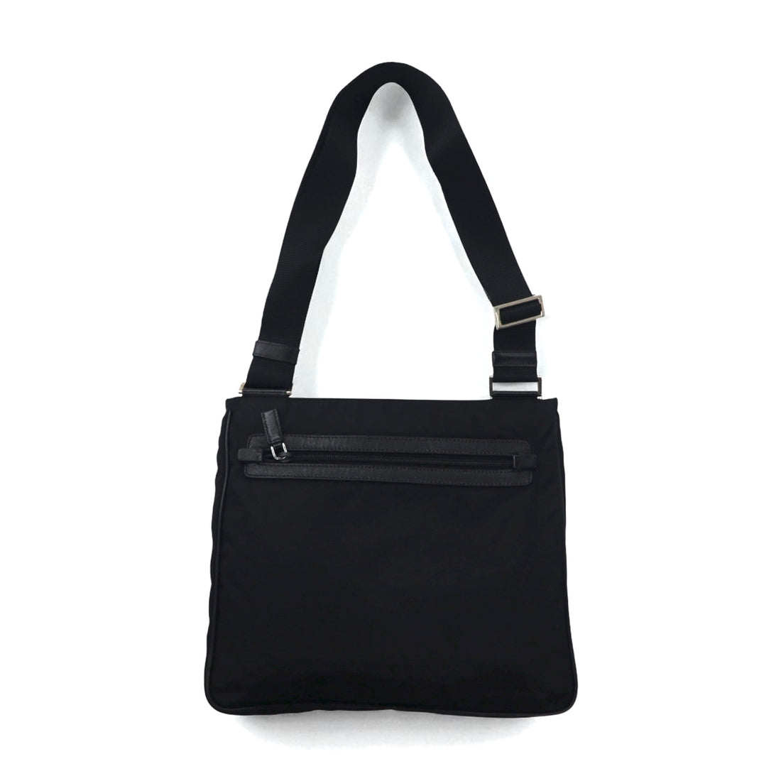 PRADA Crossbody Shoulder Bag in Black Nylon with Triangle Logo Plaque, Made in Italy
