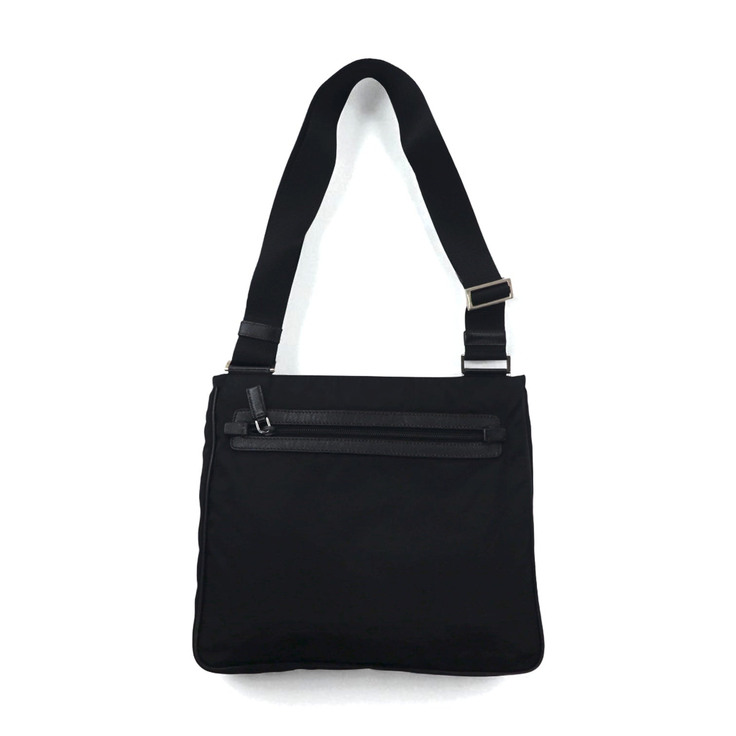 PRADA Crossbody Shoulder Bag in Black Nylon with Triangle Logo Plaque, Made in Italy