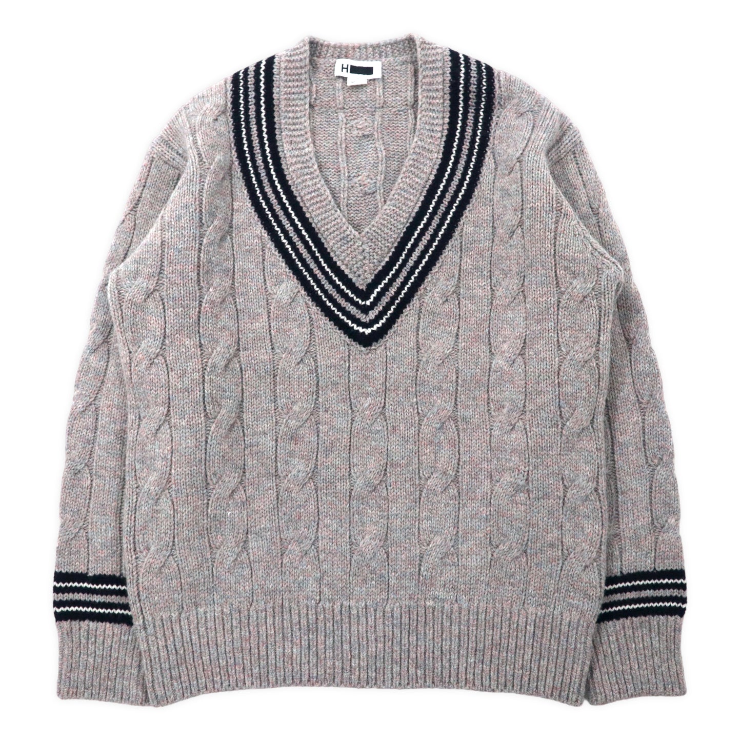 H BEAUTY & YOUTH  Vネック チルデンニット セーター M グレー ウール GALAXY CRICKET V NECK KNIT 1213-106-3256