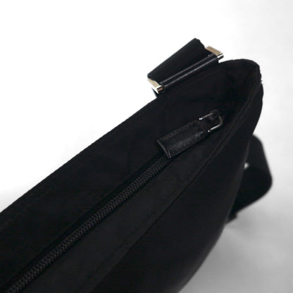 PRADA Crossbody Shoulder Bag in Black Nylon with Triangle Logo Plaque, Made in Italy