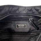 PRADA Crossbody Shoulder Bag in Black Nylon with Triangle Logo Plaque, Made in Italy
