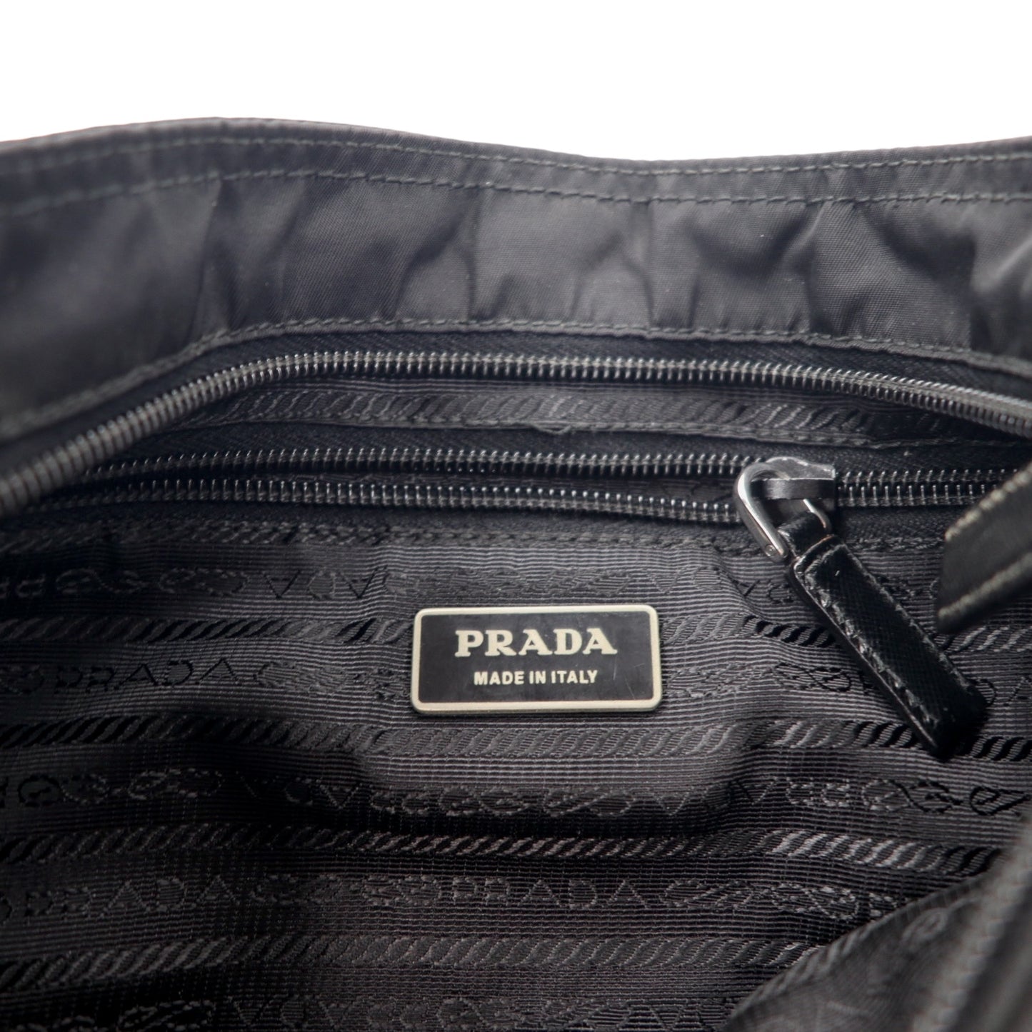 PRADA Crossbody Shoulder Bag in Black Nylon with Triangle Logo Plaque, Made in Italy