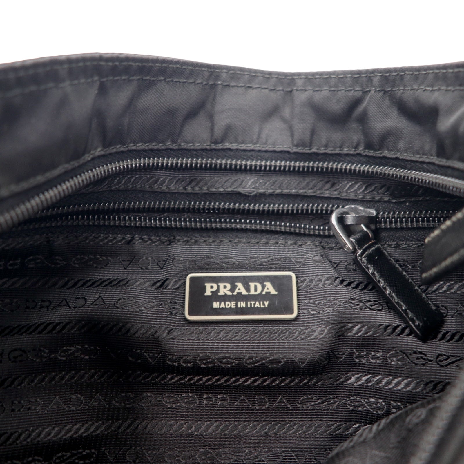 PRADA Crossbody Shoulder Bag in Black Nylon with Triangle Logo Plaque, Made in Italy