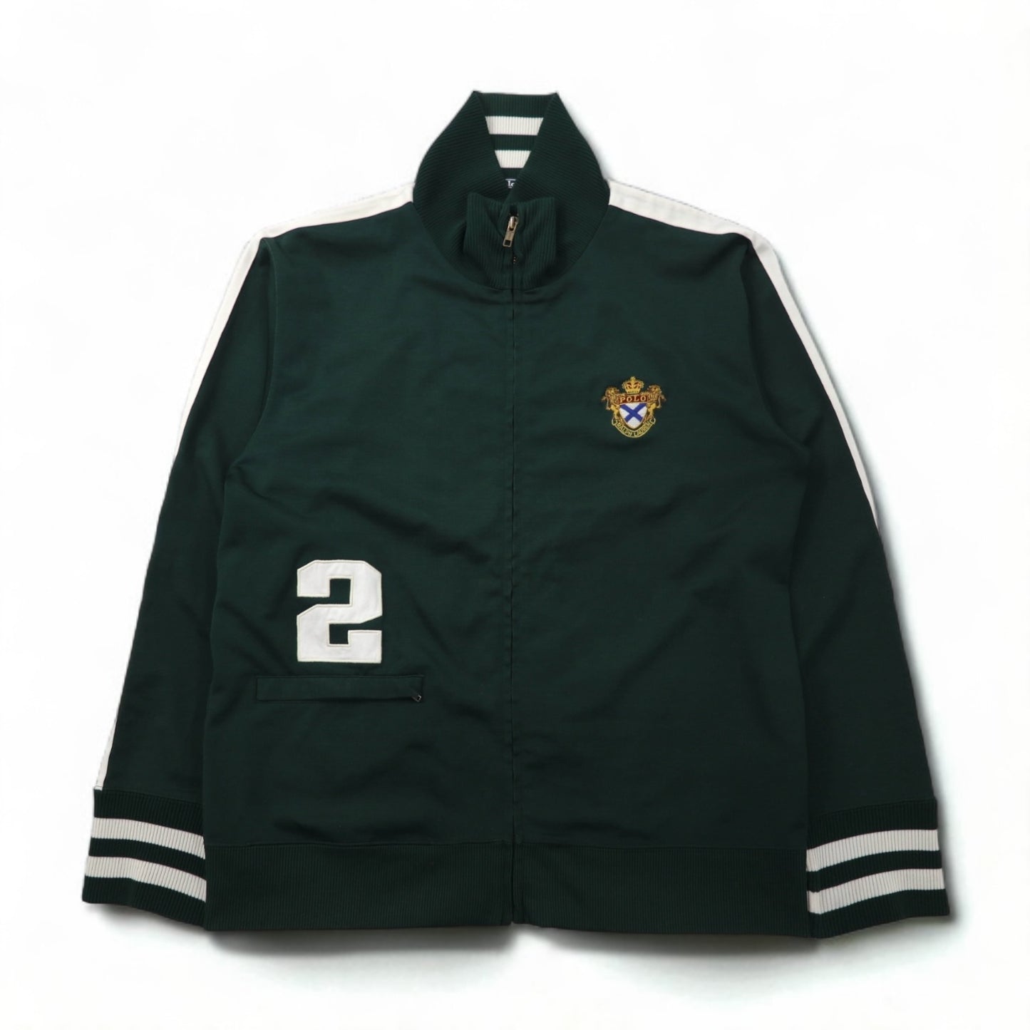 Polo by Ralph Lauren 90s Track Jacket, Size L, Green, Embroidered Emblem Logo