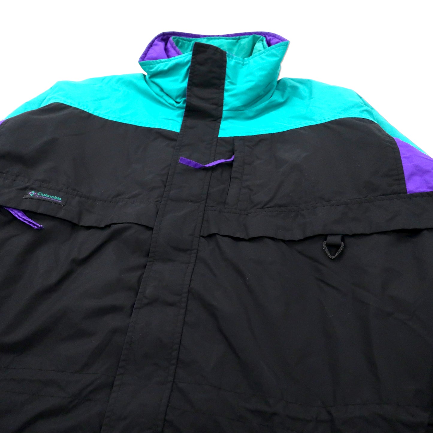 COLUMBIA Sailing Jacket XL Black Nylon Color Block Draw Cord